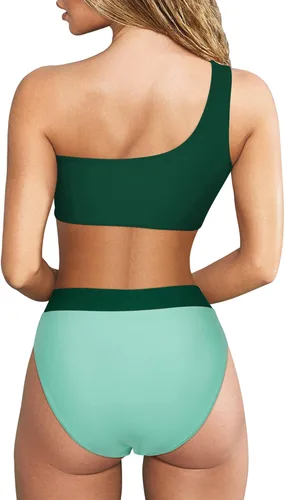 Vista 53 de MOOSLOVER Traje de baño de dos piezas con corte alto y cintura alta para mujer