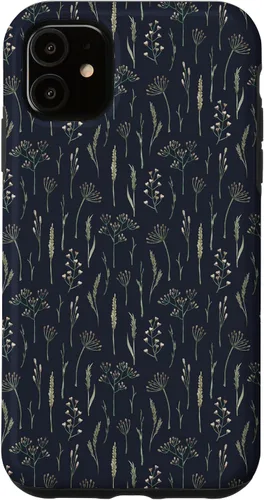 Vista 8 de Funda neutra Boho Dry Wildflower Meadow Botanical (azul marino) para iPhone 16