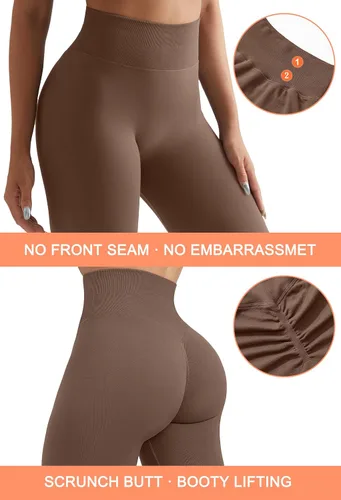 Vista 2 de RUUHEE Pantalones de yoga cruzados acanalados para mujer con bolsillos, cintura alta, acampanados, leggings acampanados