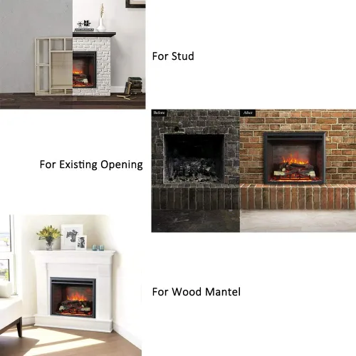 Vista 2 de RICHFLAME Gavin 23 Pulgadas Chimenea Eléctrica de Inserción con Tronco y Altavoz, Diseñada para Montaje en Pared, Apertura para Quema de Madera