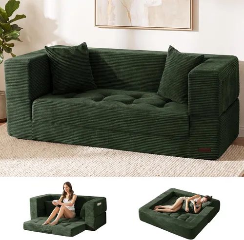 Vista 14 de MAXYOYO Sofá cama plegable, sofá biplaza convertible sin hueso con almohada Negro