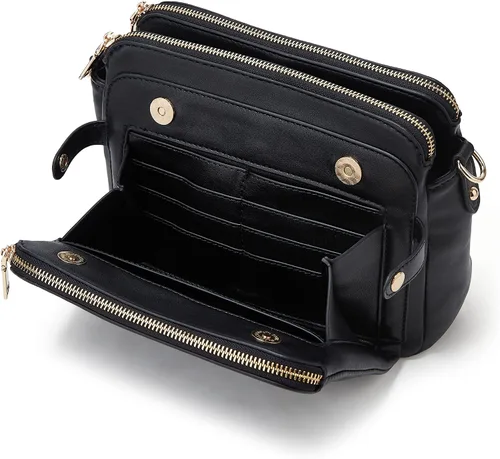 Vista 6 de Bolsos cruzados para mujer, bolso de hombro de tres capas, cuero vegano, múltiples compartimentos, bolsos, carteras, bolso de mano Hobo Clutch 2023