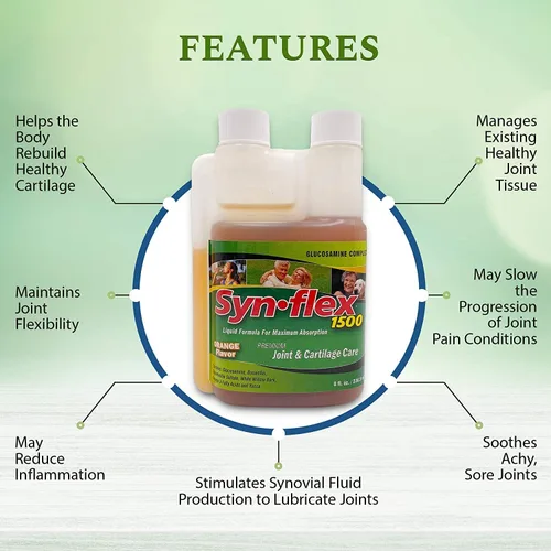 Vista 5 de Synflex Suplemento líquido de glucosamina y condroitina de 1500 mg - HSA/FSA, fórmula de apoyo articular de alta concentración y absorción rápida