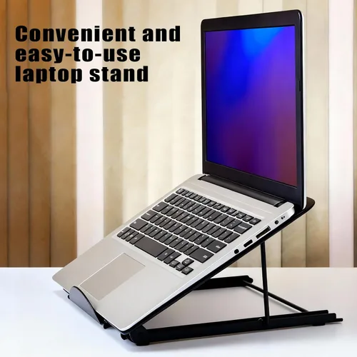 Vista 4 de Dunzoom 1 soporte de malla para portátil de 10 niveles, soporte elevador ajustable para computadora portátil para escritorio, refrigeración