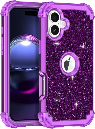 Vista 43 de LONTECT Funda para iPhone 15 Plus con purpurina brillante 3 en 1, a prueba de golpes, resistente, híbrida, resistente, funda protectora de alto