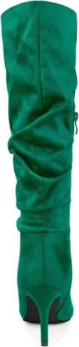 Vista 4 de Allegra K Botas altas hasta la rodilla con tacón de aguja y puntera puntiaguda para mujer