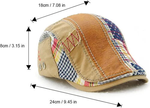 Vista 4 de M MOACC - Gorra de hombre de algodón ajustable con hebilla, boina, sombrero de periodista, gorro Cabbie Gatsby, gorras de conducción, gorras planas