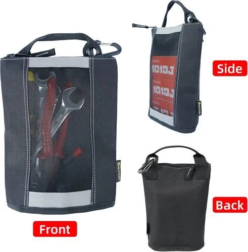 Vista 41 de Bolsa de herramientas de lona con cremallera MELOTOUGH, bolsa de herramientas con cierre, bolsa de malla resistente con ventana, ojales para colgar