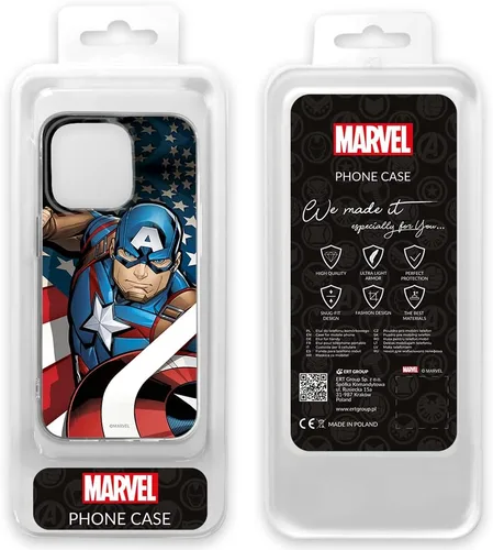 Vista 2 de ERT GROUP Funda de teléfono móvil para Apple Iphone 14 PRO MAX original y oficial con licencia Marvel patrón Capitán América 004 adaptado de manera