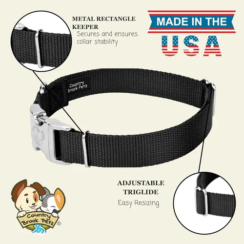 Vista 7 de Country Brook Petz – Collar de nailon premium para perro con hebilla de metal para razas pequeñas, medianas y grandes - 10+ colores geniales
