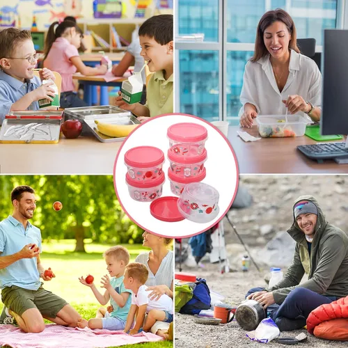 Vista 7 de Recipiente pequeño de 8 onzas con tapas, paquete de 6 recipientes apilables para almacenamiento de alimentos, contenedor de plástico reutilizable