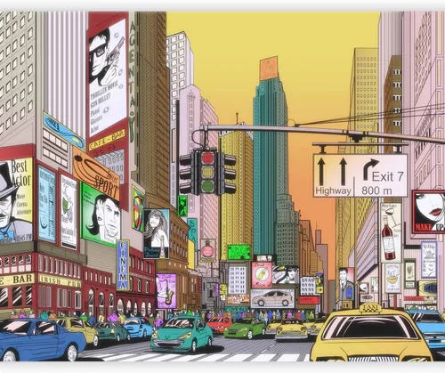 Vista 10 de artgeist Mural de pared Nueva York, 77 x 61 pulgadas, adhesivo autoadhesivo para pared, diseño de foto extraíble, decoración del hogar, paisaje
