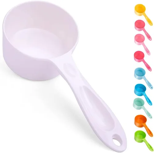 Vista 10 de Super Design Cuchara medidora de melamina para perros, 1 taza, para perros, gatos, pájaros y conejos, cuchara de alimentación para mascotas, apta