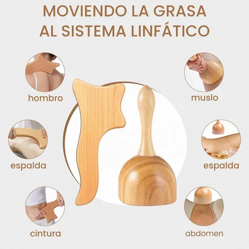 Vista 5 de Meifuly Herramientas de masaje de terapia de madera 13 en 1 con estante de almacenamiento de lujo, kit completo de masajeador de madera