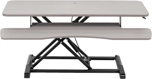 Vista 46 de VIVO Convertidor de escritorio de 26 pulgadas, Serie K, elevador ajustable de sentado a parado, estación de trabajo para dos monitores y laptop