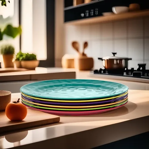 Vista 8 de Juego de 6 platos redondos de melamina 100% melamina de 10 pulgadas, platos de ensalada de melamina para fiestas en casa, resistentes a la rotura