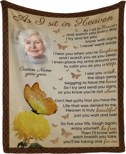 Vista 28 de Manta de memoria amorosa personalizada, no Longer be My Side but Forever in My Heart