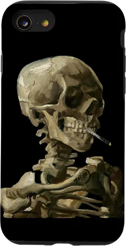 Vista 18 de iPhone 16 Vincent van Gogh Skull of a Skeleton with Burning Cigarette Case
