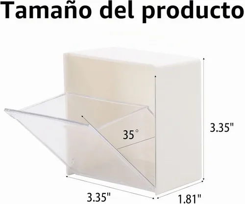 Vista 3 de Tecbeauty Soporte y dispensador de almohadilla de algodón 2 en 1, organizador de pared con caja de almacenamiento para bolas de algodón, hilo