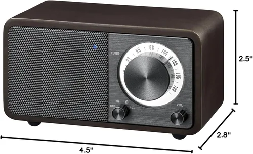Vista 6 de Sangean WR-7DK - Mini altavoz Bluetooth de madera con sintonizador de radio FM y Aux-in cereza oscura