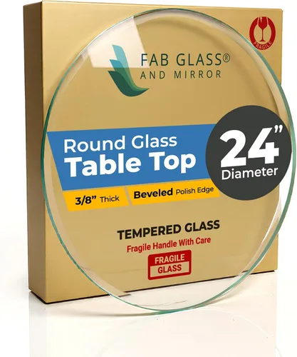 Vista 104 de Fab Glass - Mesa redonda de cristal de 48 in, grosor de 3/4 in, cristal pulido plano templado, Vidrio, Transparente