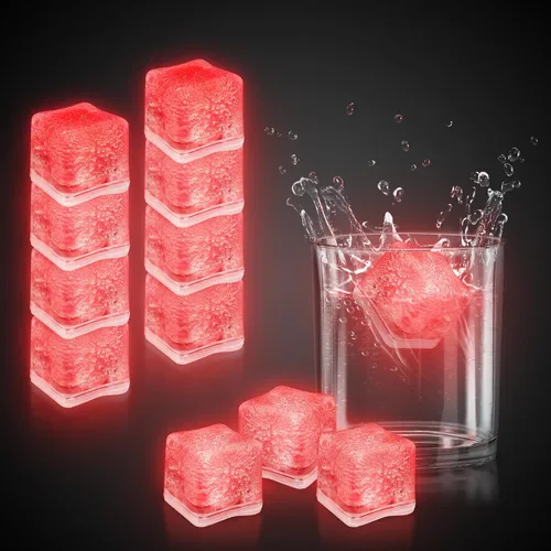 Vista 10 de Windy City Novelties Paquete de 12 cubos de hielo LED azules con 6 modos de luz, innovador botón de encendido/apagado, perfectos para fiestas
