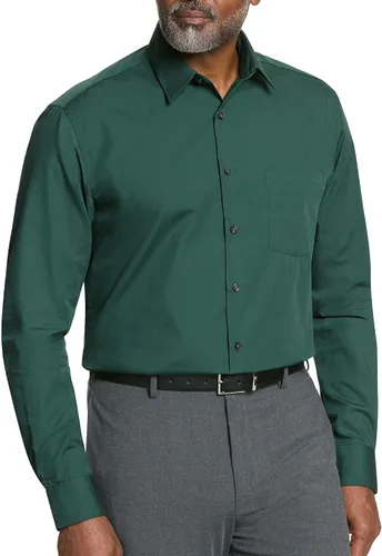 Vista 7 de Van Heusen Mens Dress Shirt Regular Fit Poplin Solid Negro