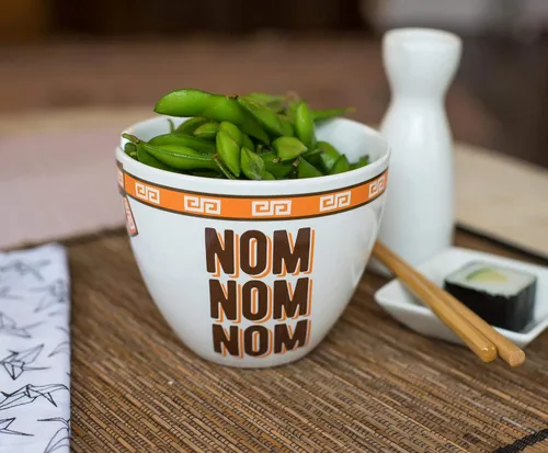 Vista 6 de Toynk Hungry Buddha Nom - Juego de tazón de cerámica y palillos para ramen, cuenco de sopa japonés de 16 onzas, juego de vajilla Tazón de fideos