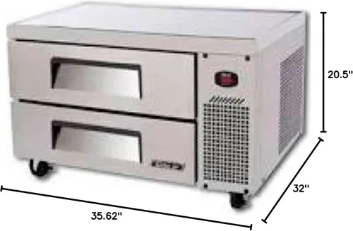 Vista 2 de Turbo Air TCBE-36SDR - Cajón sólido refrigerado con base de chef