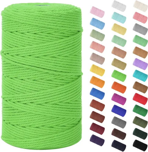 Vista 23 de Cuerda de macramé de 0.079 in x 220 yardas (656 pies), cuerda de algodón natural para colgar en la pared, ganchos de plantas, manualidades Verde