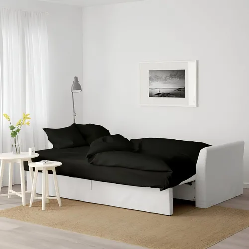 Vista 2 de Sábanas para sofá cama – Juego de 4 piezas, tamaño matrimonial, bolsillo profundo de 6 pulgadas de microfibra ultrasuave, doble cepillado, Negro