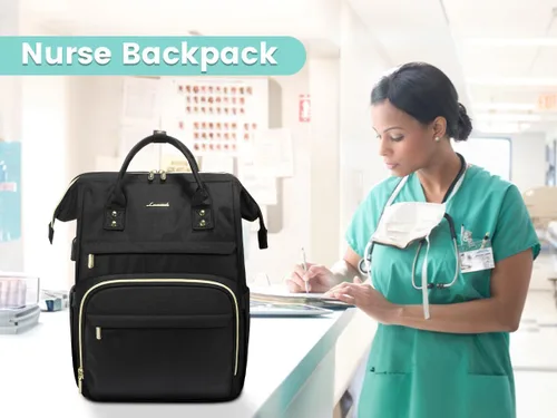 Vista 9 de Mochila para laptop LOVEVOOK para mujer, Negro, Mochilas Daypack