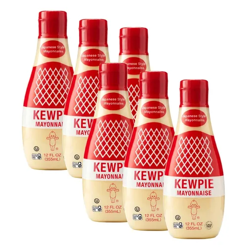 Vista 14 de Kewpie Mayonesa, producto de Estados Unidos, sin jaula sin gluten, 12 onzas, 24 onzas líquidas Paquete múltiple de mayonesa de estilo japonés