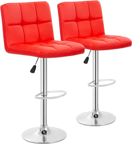 Vista 12 de BestOffice Juego de 2 taburetes de bar ajustables de piel sintética, taburetes de mostrador modernos con respaldo y reposapiés, taburetes de bar