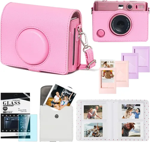Vista 18 de CAIYOULE - Funda para cámara instantánea Fujifilm Instax Mini EVO, color negro Protective Camera Accessories Kit for Instax Mini EVO with Picture
