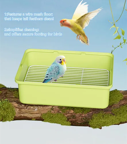 Vista 7 de Jaula portátil de viaje para pájaros – Transportador de alambre de visión completa de 360° con alimentador y taza de agua para cacatúas, periquitos