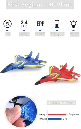 Vista 6 de Avión de control remoto para niños, aerolínea RC RTF, avión RC de 2 canales con giroscopio, juguetes de chorro RC de espuma EPP duradera