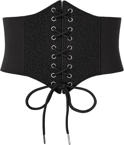 Vista 19 de GRACE KARIN Lace-up Cinch Belt Tied Corset Elastic Waist Belt Negro