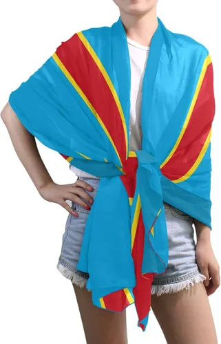 Vista 6 de Moda ligera bandera de Maryland gasa seda larga bufanda chal abrigo