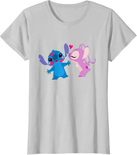Vista 21 de Disney Stitch and Angel - Camiseta para el día de San Valentín Negro