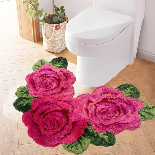 Vista 15 de USTIDE Tapete de baño de rosa esponjoso de 23.6 x 35.4 pulgadas, tapete de baño antideslizante para baño, cocina, sala de estar o dormitorio