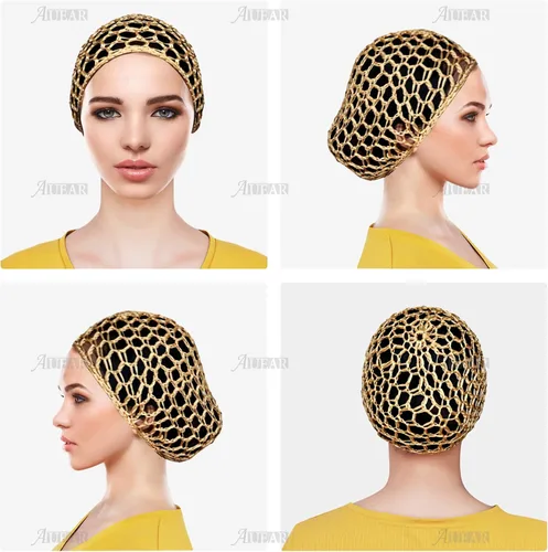 Vista 6 de AUEAR, Redes para el cabello para dormir, redecilla para dormir, gorro largo y recto, peluca rizada, protector de cabeza de malla para envolver