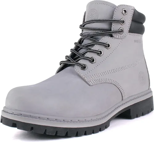 Vista 8 de Jacata Botas de Trabajo para Hombre de Cuero Resistente al Agua Bota de Trabajo de Suela de Goma Construcción Resistente al Aceite Botas Negro