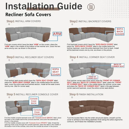 Vista 8 de ALIECOM Fundas de sofá seccional reclinable 100% impermeables en forma de L, elásticas, de esquina, funda de sofá seccional reclinable lavable, Gris