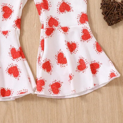 Vista 3 de TBUIALL Mameluco sin mangas con estampado de corazones para niñas pequeñas, para el día de San Valentín, ropa de bebé