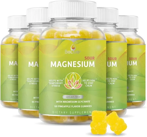 Vista 11 de BeLive Gomitas de magnesio de 200 mg - 60 unidades Suplementos de glicinato de magnesio para relajación, alivio del estrés y sueño para adultos