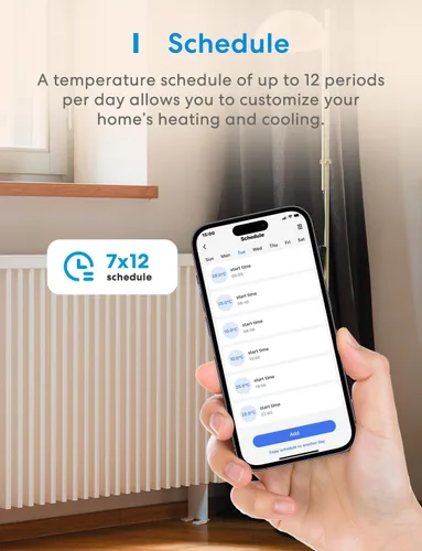 Vista 7 de meross Termostato Inteligente Controlador de Temperatura Wi-Fi Funciona con Apple Home, Alexa, Google Home, SmartThings Calefacción Refrigeración