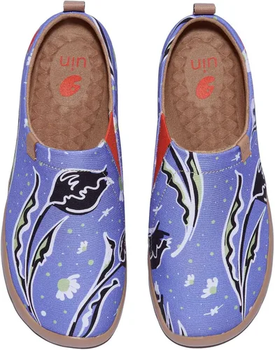 Vista 91 de UIN Mocasines casuales para mujer, de viaje, pintados, para caminar, ligeros, cómodos, de lona, tenis de moda