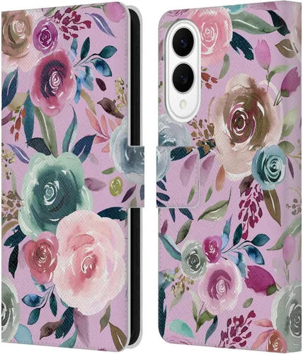 Vista 104 de Head Case Designs Officially Licensed Ninola Abstract Poppies Lilac Floral Leather Wallet Case Compatible with Samsung Galaxy A07 4G