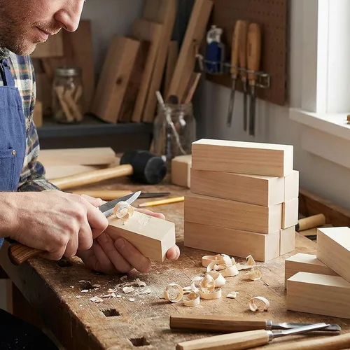 Vista 5 de MANCHAP 40 bloques para tallar madera de tilo, 1 x 1 x 4 pulgadas, bloques de madera rectangular maciza sin terminar para manualidades, tallar